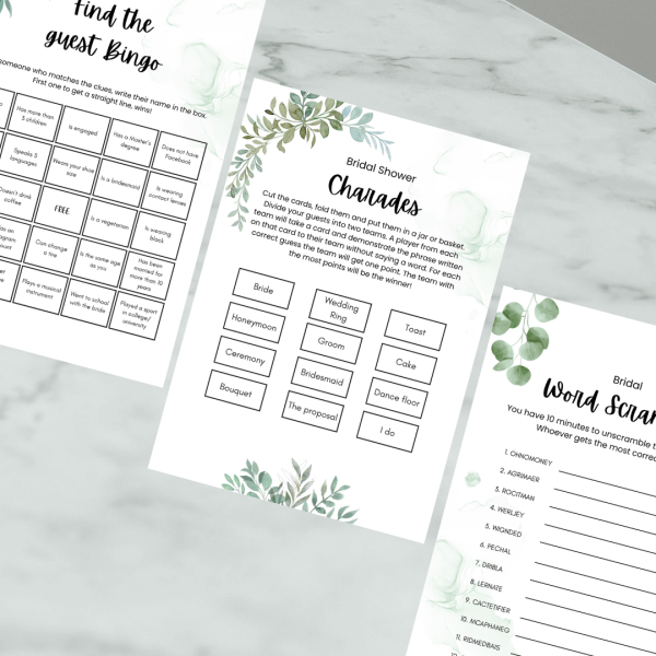 Kitchen Tea Games – Sage Greenery Canva Template