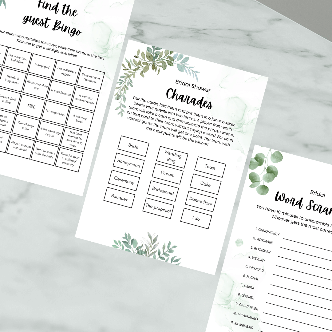 Kitchen Tea Games – Sage Greenery Canva Template