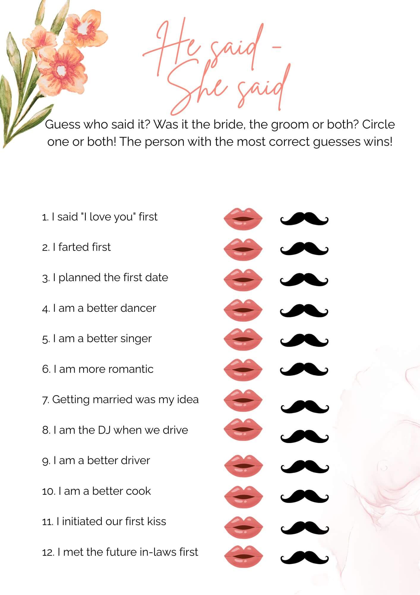 Kitchen Tea Games – Wild Flower Canva Template - Image 2