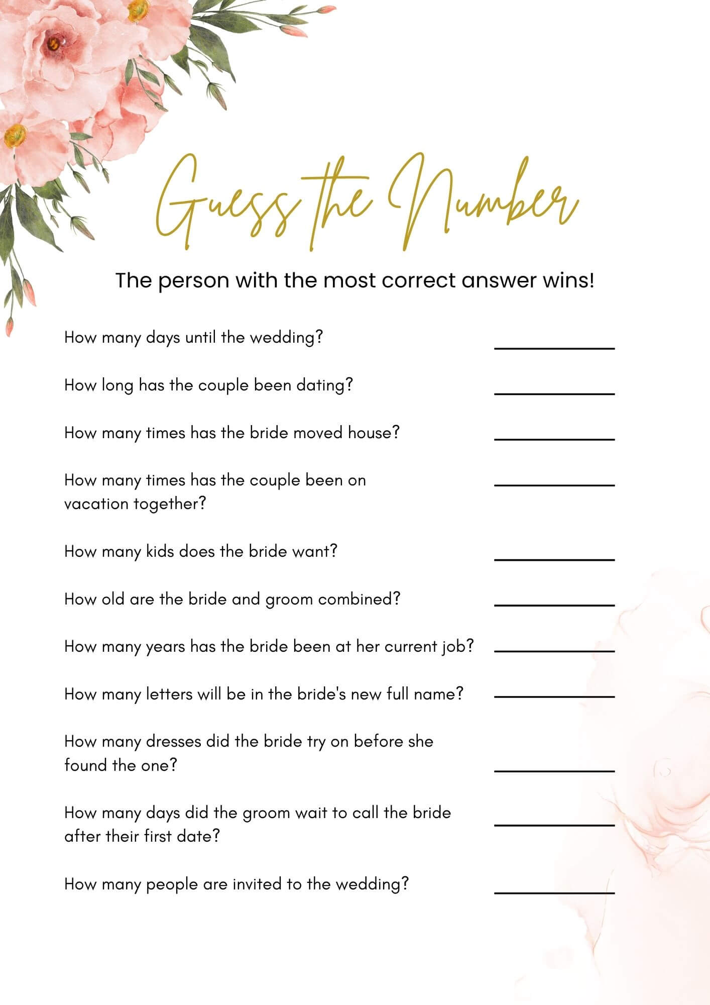Kitchen Tea Games – Floral Canva Template - Image 2