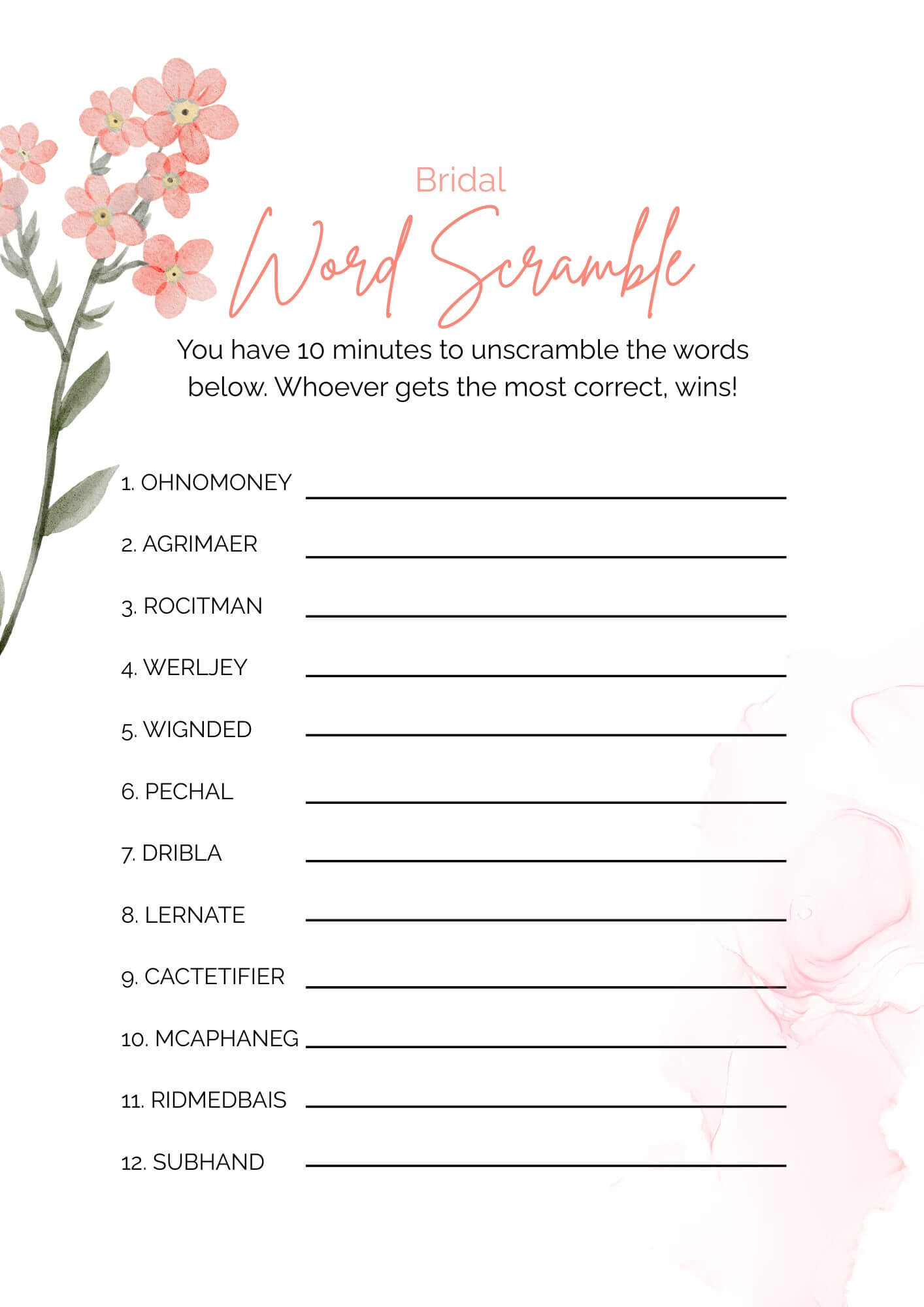 Kitchen Tea Games – Wild Flower Canva Template - Image 4