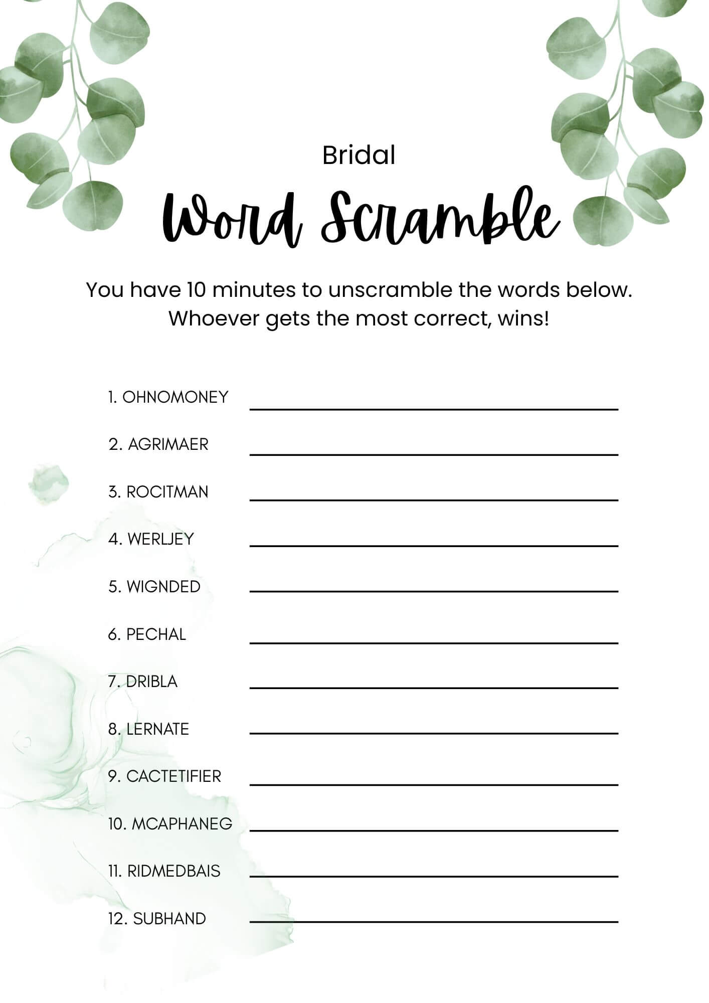 Kitchen Tea Games – Sage Greenery Canva Template - Image 4